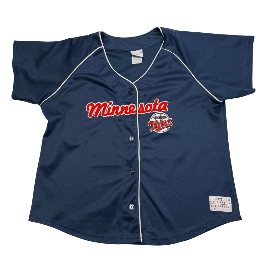 Vintage Minnesota Twins MLB Jersey Womens XL Embroidered Patches by Lady Slugger